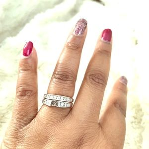 1 and 1/2 ct wedding band set minus center stone